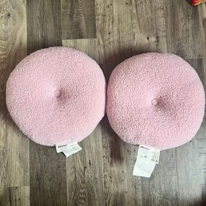Pillowfort Pink Bouclé Round Decorative Throw Pillows Set of 2 Faux Shearling
